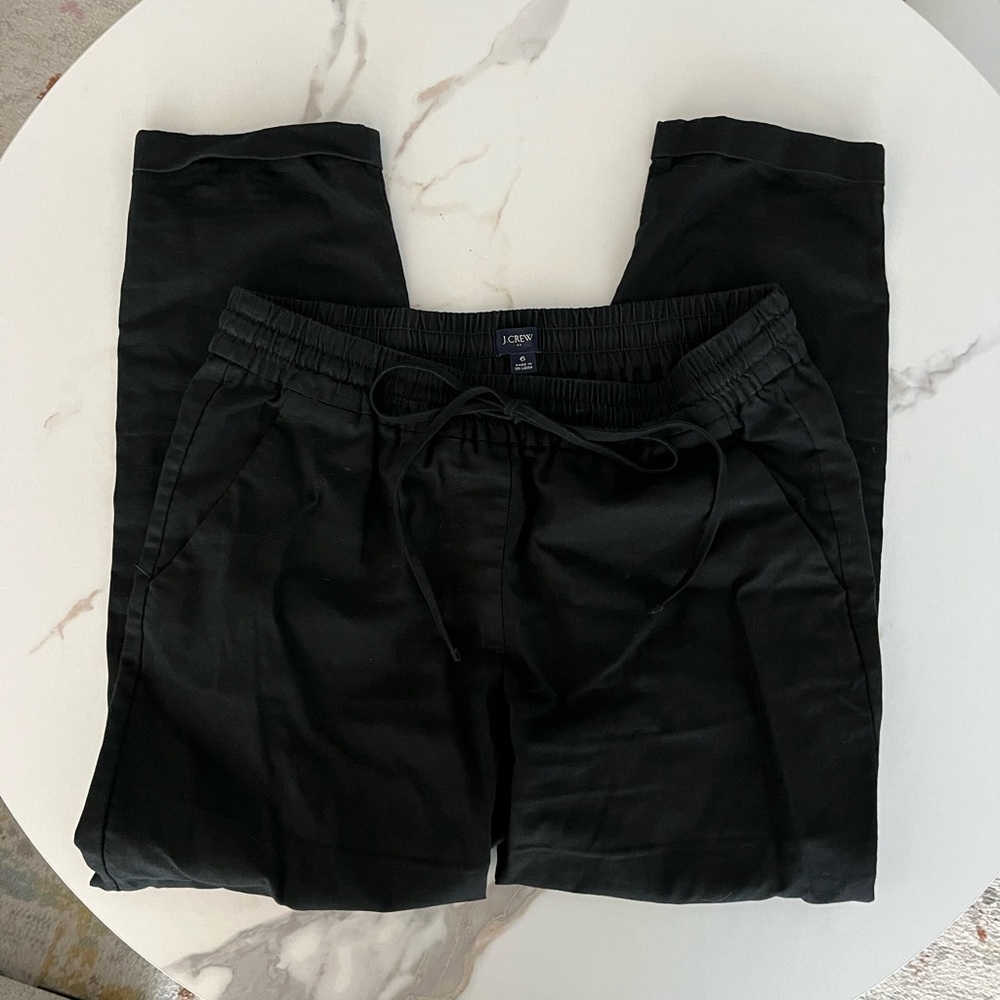 Jcrew black linen drawstring pants